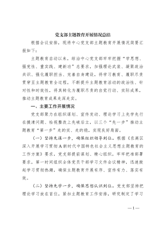 党支部主题教育开展情况总结