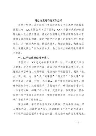 党总支主题教育工作总结