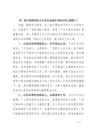 第二批主题教育民主生活会会前学习研讨发言提纲（7）