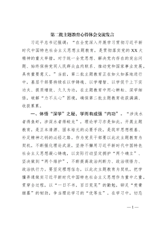 第二批主题教育心得体会交流发言【优】