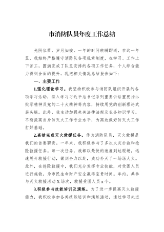 市消防队员年度工作总结