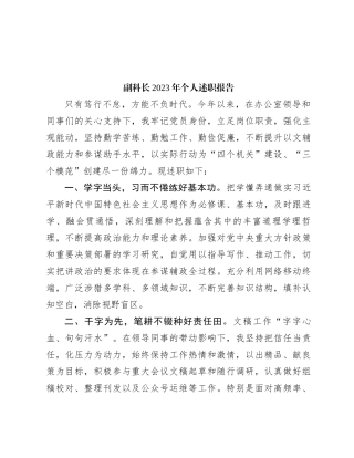 副科长2023年个人述职报告