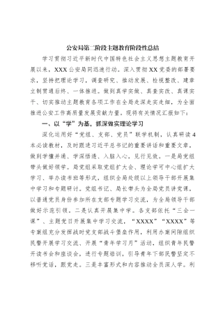 公安局第二阶段主题教育阶段性总结【优】