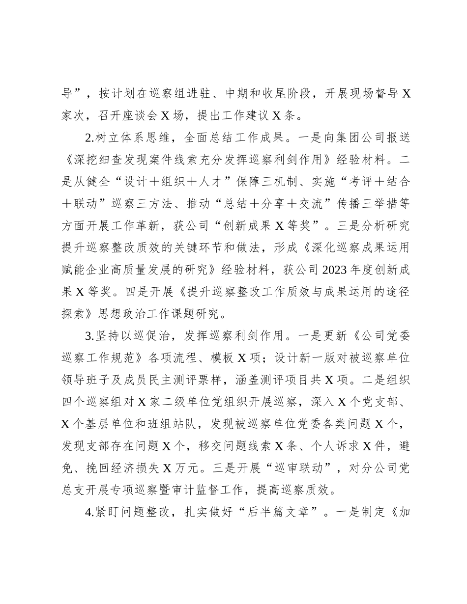 公司巡察办主任2023年述职述廉报告_第3页