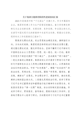 关于集团主题教育阶段性进展情况汇报【优】