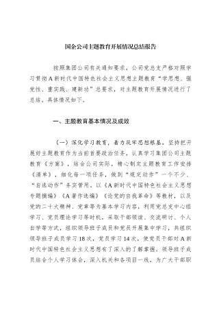 国企公司主题教育开展情况总结报告