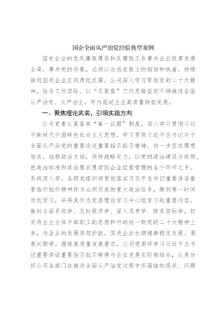 国企全面从严治党经验典型案例