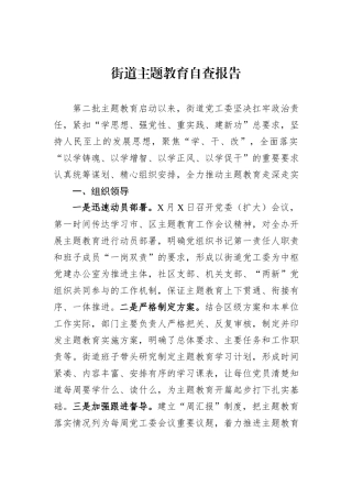 街道主题教育自查报告