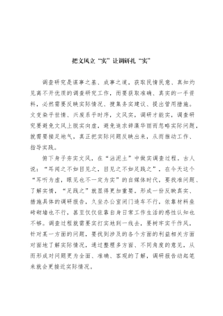 把文风立“实”让调研扎“实”
