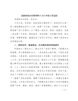 县政府办公室领导班子2023年度工作总结(1)