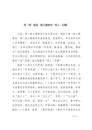 用“劲”促第二批主题教育“更上一层楼”