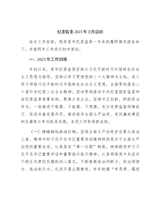 市纪委监委2023年工作总结3700字