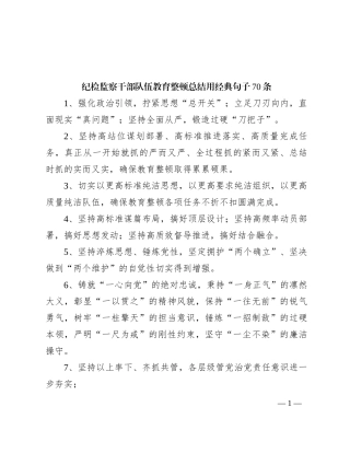 纪检监察干部队伍教育整顿总结用经典句子70条