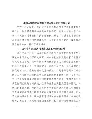 加强民族团结   凝聚起实现民族复兴的磅礴力量