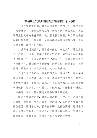 “扬清风正气强责任担当建清廉法院”个人感悟