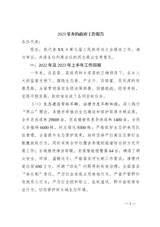 2023某乡的政府工作报告