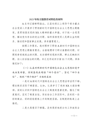 2023年的主题教育对照检查材料