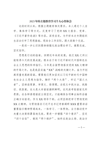 2023年的主题教育学习个人 心得体会