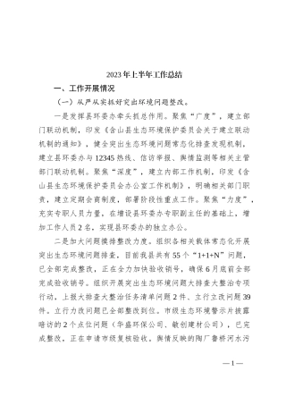 2023年上半年工作总结