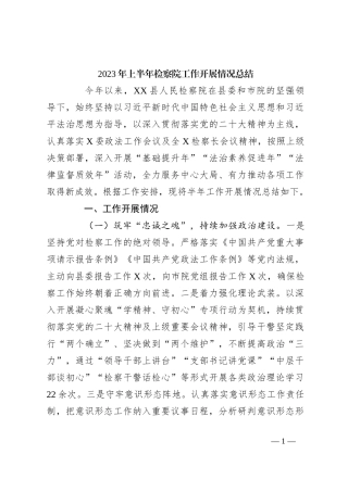 2023年上半年检察院工作开展情况总结