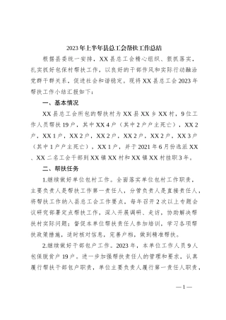 2023年上半年县总工会帮扶工作总结