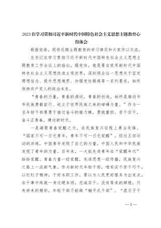 2023在学习贯彻习近平新时代中国特色社会主义思想主题教育心得体会