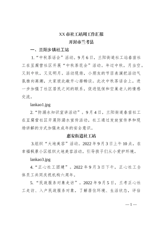 XX市社工站周工作汇报