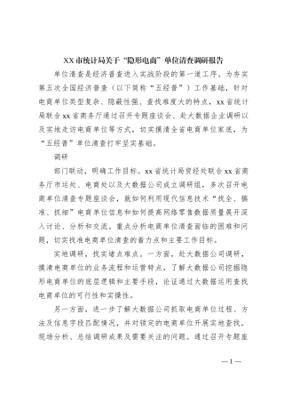 XX市统计局关于“隐形电商”单位清查调研报告