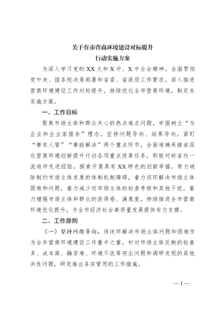 XX市营商环境建设对标提升行动实施方案