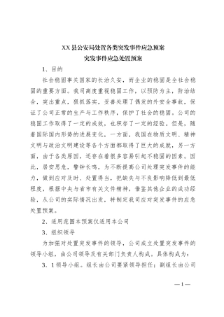 XX县公安局处置各类突发事件应急预案