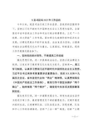 X县司法局2023年工作总结