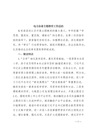 电力企业主题教育工作总结
