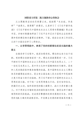 国资委主任第二批主题教育心得体会【优】