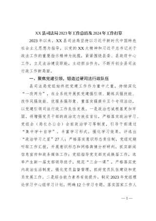 XX县司法局2023年工作总结及2024年工作打算