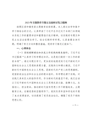 2023年主题教育专题五交流研讨发言提纲
