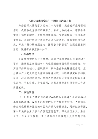 ”凝心铸魂跟党走”主题党日活动方案