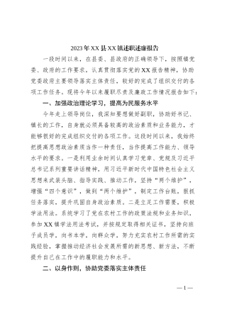 2023年XX县XX镇述职述廉报告 (2)
