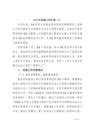 2023年党建工作汇报(2)