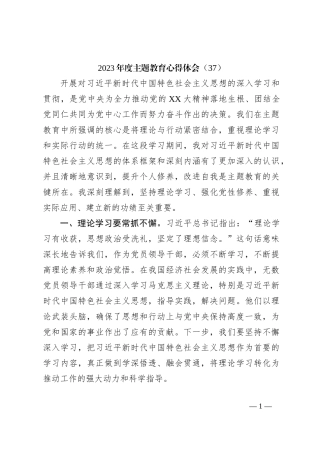 2023年度主题教育心得体会（37）【优】