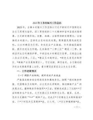 2023年上乡村振兴工作总结