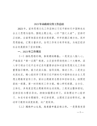 2023年市政府宣传工作总结