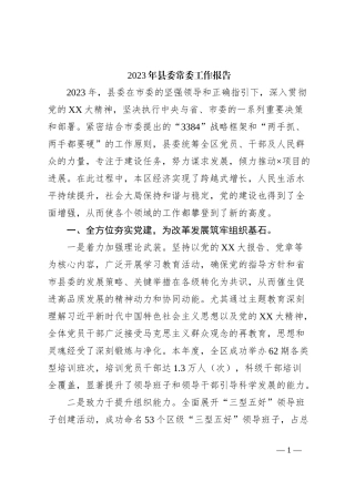 2023年县委常委工作报告