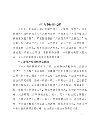 2023年乡村振兴总结