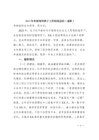 2023年乡镇领导班子工作情况总结（述职）