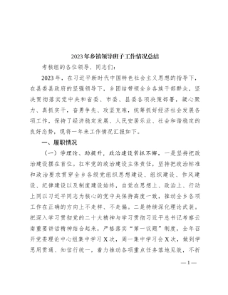 2023年乡镇领导班子工作情况总结