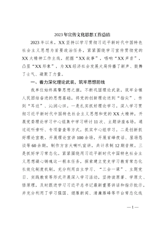 2023年宣传文化思想工作总结