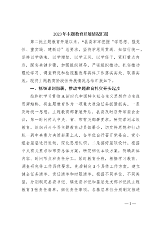 2023年主题教育开展情况汇报