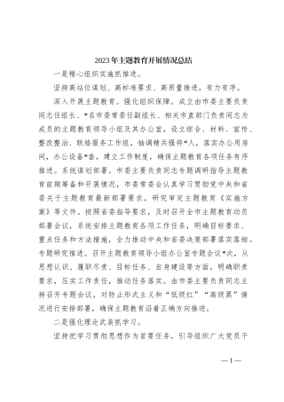 2023年主题教育开展情况总结