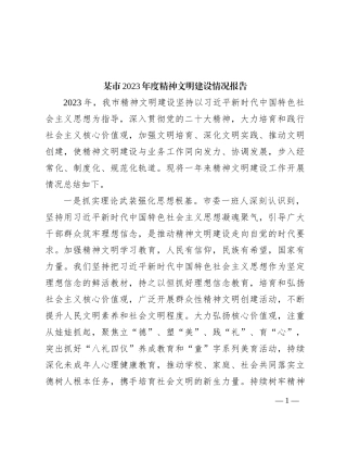 某市2023年度精神文明建设情况报告