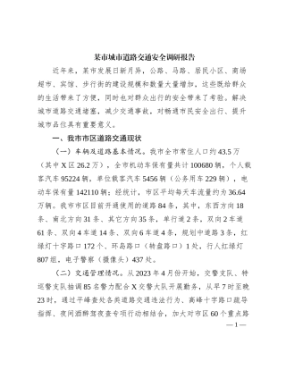 某市城市道路交通安全调研报告